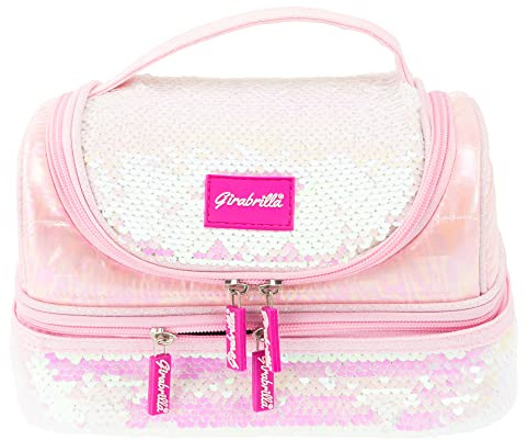 Girabrilla Nice Group Borsa Porta Pranzo per Bambini, Contenitore Alimenti a 2 Scomparti, colore Bianco Perlescente