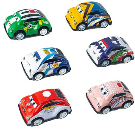 AWAVM 6 stycken pullback diecast leksaksbilar pojke 12–18 månader födelsedag present för 1-2 år gamla pojkar och flickor