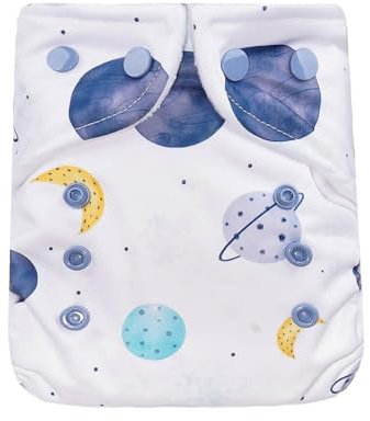 avo+cado Cosy Stoffwindel-Überhose für Neugeborene 3-7 kg – Waschbar, Auslaufsicher mit Fleece und Doppelten Beinbündchen – Kompatibel mit Prefolds, Bambuseinlagen und Mullwindeln (Planeten)