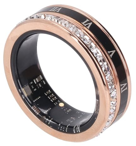 Bracelet intelligent aggiornato, braccialetto intelligente per il monitoraggio del fitness per uomo e donna, in acciaio Ti con numeri romani, anello di nozze rotante dorato per l'applicazione, per