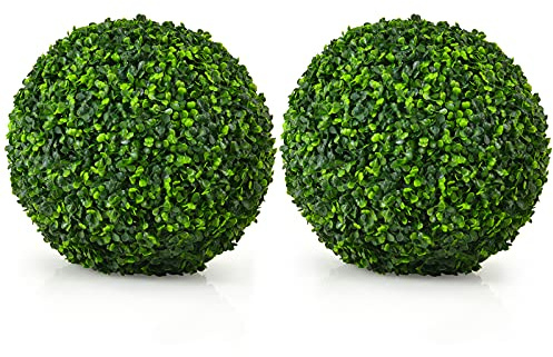 RELAX4LIFE Boules Artificielles Topiaires Ø40 cm, Boules Végétales Design Réaliste Protection Solaire, Plantes Décoratives 2PCS pour Cour Balcon Jardin Mariage, Pas d'entretien Interieur Exterieur