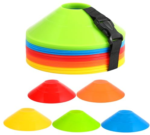 Set de 50 Conos Entrenamiento-5 Colores-Ideal para Entrenamiento Futbol Conos Entrenamiento Futbol, Hockey, Patinaje y Balonmano