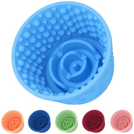 ZOURYNUA Dog Slow Feeder Lick Bowl, Non-Slip Licking Treat Dispenser, Slow Feeder Dog Bowls for Small Medium Large Breed Dogs, Anxiety Relief & Anti-Choking, BPA Free Silicone (Light Blue, 1.6 Cup)