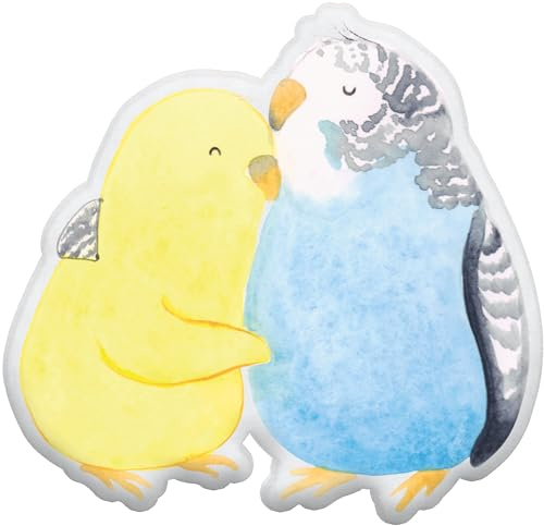 Mr. & Mrs. Panda Dekokissen Wellensittich Liebe 25 cm - Geschenk, Kuschelkissen, Plüschtier, glücklich, Vögel, Stofftier, Zierkissen, Kuscheltier, Freundin, Verknallt, Vertrauen