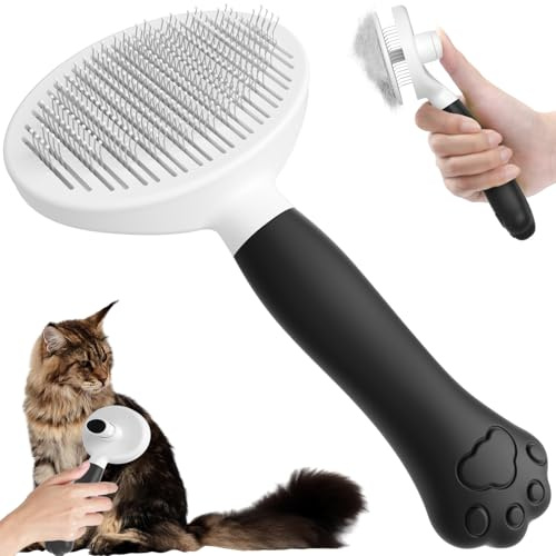 VYYTYYA Cepillo para Gatos/Perros,Agradable con la Piel Cepillo Gato, Mango en Forma de Garra Bonito Cepillo Gatos Quitapelo, Fácil de Limpiar Peine para Gatos Pet Brush para Pelo Corto y Largo(negro)