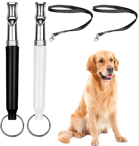 JRILUO 2 Pezzi Fischietto Richiamo Cane Ultrasuoni Silenzioso, Alta Frequenza Impercettibile, Strumento Fischietto Addestramento Cani, Regolabile, Ideale per Allenamento Cani