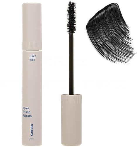 KORRES Drama Volume Mascara Black 01, volumengebende Wimperntusche mit Vulkan-Mineralien, Vitamin- & Peptidkomplex, dramatisches Finish, vegane Formel, schwarz, 10 ml