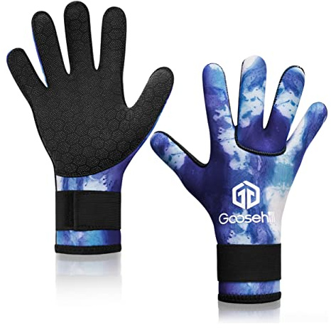 Goosehill Neoprene Gloves for Men and Women, 3mm Neoprene Diving Gloves with Upgraded Rubber Granulate on Palm, Flexible Thermal Gloves for Diving, Snorkeling, Paddling, Surfing, Kayaking