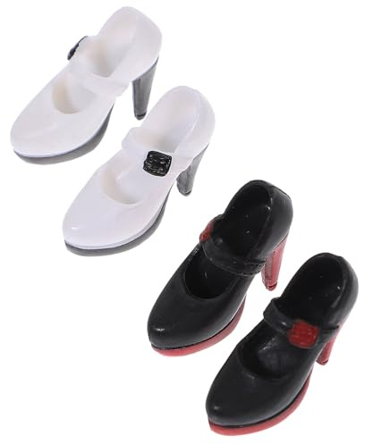 Garneck Zapatos de Tacón Alto en Miniatura para Muñeca, Accesorios de Vestido para Niñas, 2 Pares, Diseño Zapatilla, Pequeños Zapatos de Juguete para Muñecas de 30 Cm, Colores Claro