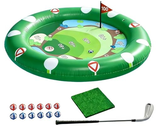Generiskt uppblåsbar sommarleksak, simbassängspel, poolgolfspel, simmande – med golfbollar, för bakgård sommarläger, utomhussemester, vattenpark, familj, barn, flickor
