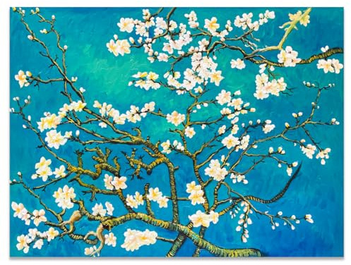 Fokenzary Mandorlo dipinto a mano in fiore Riproduzione di Vincent Van Gogh Tela per soggiorno Camera da letto Incorniciato Pronto da appendere