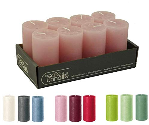 Rustikale Stumpenkerzen – 8 Stück - Wachskerzen/Rustickerzen/Adventskerzen Weihnachten (Antik Rosa, Standard: Höhe 11cm / Ø 6cm)