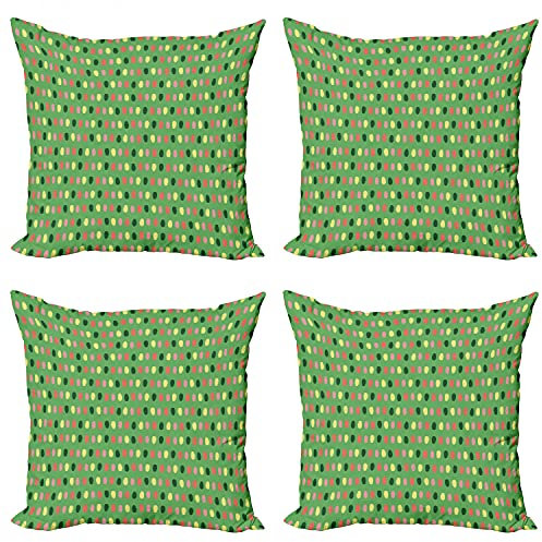 ABAKUHAUS Gelbe Punkte Kissenbezug Set (4 Stück), Vivid Oval, moderner doppelseitiger Digitaldruck, 60 cm, Fern Green Multicolor
