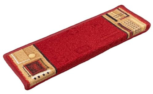 vidaXL Alfombrilla Autoadhesiva de Escalera 15 uds, Alfombra Antideslizante de Escalera, Protector de Peldaño, Poliamida Rojo 65x21x4 cm