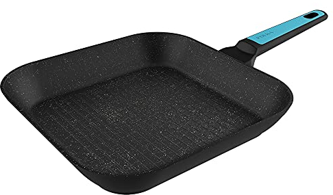 Cecotec Grill Polka Platinum 28 Grill Thunder. Padella grill in alluminio forgiato da 24 cm con rivestimento antiaderente Platinum Plus Teflon® Nonstick Coating, 100% privo di PFOA.