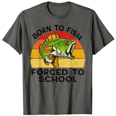 Born to Fish Forced to School Regalos divertidos de pesca para niños Camiseta