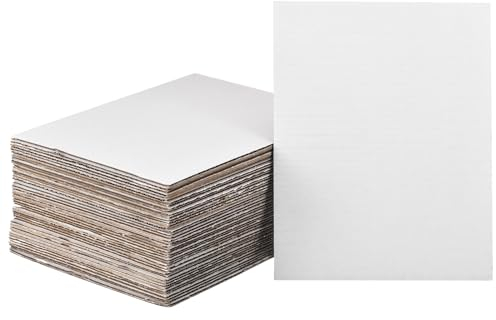 QUARKZMAN 50 Pièces de Grandes Feuilles en Carton Ondulé de 9x6 (22,9 cm x 15,2 cm) D'Épaisseur 1/8 (3 mm) pour Emballage, Projets Artistiques, Bricolage - Couleur Blanche