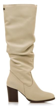 MTNG Botas de tacón Mujer Botas de tacón Jolie 59804 Mujer | De Piel, con Interior Piel, caña Alta y Punta Redonda | Botas de tacón Casual | Cierre con Cremallera | 58610 | Hielo