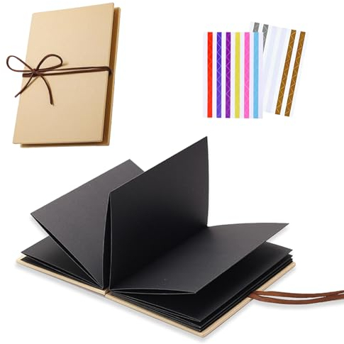 xiaoxiaozhijia Album Scrapbooking,30 Pagine Album Fotografico Fai da Te,A4 Libro Foto Personalizzabile per i Propri Cari,Amici e Persone Care (Nero-21.5x15cm)