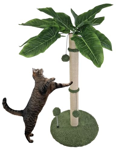 TRUTZHOLM Kratzbaum mit kuscheligem Bezug Katzenkratzbaum 85cm hoch mit widerstandsfähigem Sisal zum Krallen wetzen Kletterbaum mit Plüschball natürliches Design zum Kuscheln und Spielen