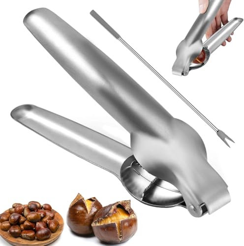 OUOQI Pinza per Castagne,Castagna Opener,Castagno Clip,Taglia Castagne,Castagne Schiaccianoci,Apri Pela Castagne,Pinza Castagne,Clip per Castagne,Castagne Utensili,con Forchetta di Castagna