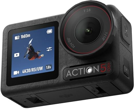 DJI Osmo Action 5 Pro Standard Combo, Waterproof Action Camera with 1/1.3 Sensor, 4K/120fps Video, Subject Tracking, Stabilization, Dual OLED Touchscreens, 47GB Built-in Storage, Vlogging Camera