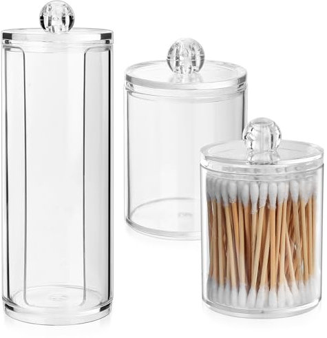 3 Stk Wattepadspender, Wattepads Aufbewahrung Wattestäbchen Box, Schminktisch Organizer, Wattestäbchen Behälter, Ohrstäbchen Behälter für Kosmetikorganiser Bathroom Organizer Schminktisch Zubehör