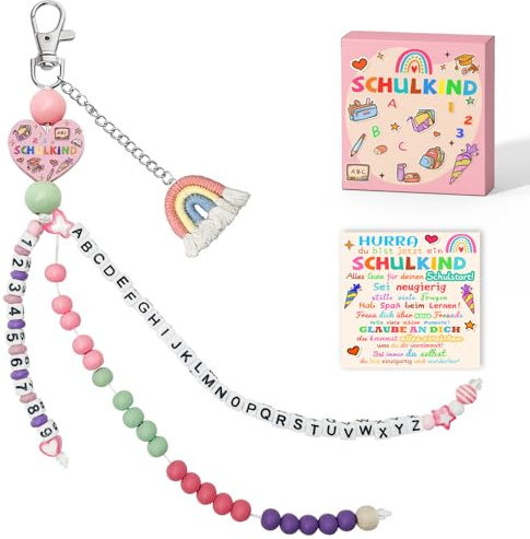 YUNYAKARSA Remplissage de cornet d'école, chaîne de calcul, cadeau de rentrée des classes, pour fille, écolière 2025, porte-bonheur, cadeau de rentrée scolaire, cadeau pour fille avec carte de vœux