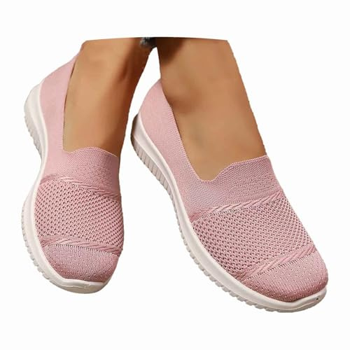 Sunnyuk Schecker Mujer Mocasines Ortopédicas, Ligero Como Una Pluma Material Ultraligero, Sin Carga Al Caminar Antideslizantes Para Verano Bambas Ligeras Rosa