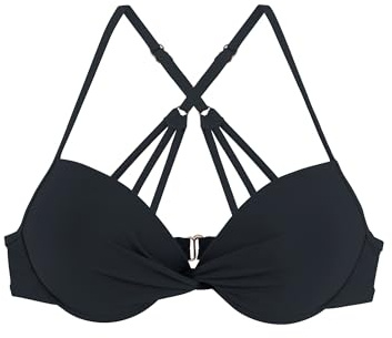 Ocean Blues Women's Black Retro Underwire Push Up Bikini Top Size X-Large