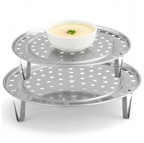 Muzrunq 2 Rejillas de Vapor para Olla, Rejilla Redonda de Acero Inoxidable con Patas extraíbles para Cocina casera, Accesorios de Olla a presión-