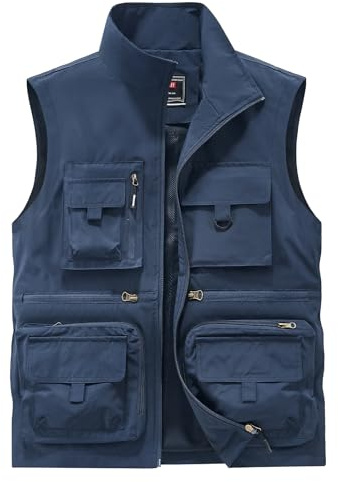 OlyljpinZ Herren Outdoor Weste Sommer Anglerweste mit Vielen Taschen Leichte Schnelltrocknende Safari Freizeitweste Atmungsaktiv Ärmellose Jacke Jagd Trekking Wander Camping Weste Arbeitsweste