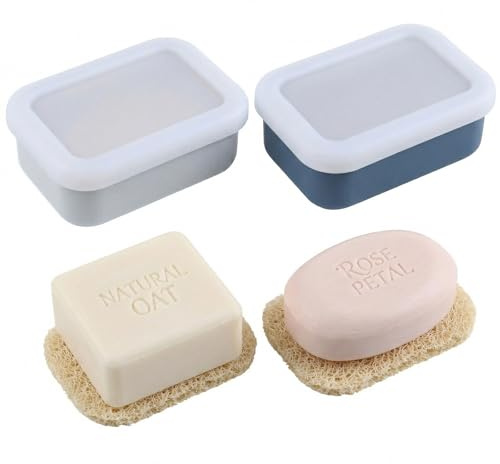 2 Pièces Boîte à Savon Voyage en Silicone Étanche avec Couche d’Égouttage | Porte-Savon Portable Pour Savon Standard, Boîtier à Savon Incassable Avec Couvercle Pour Voyage Et Salle De Bain