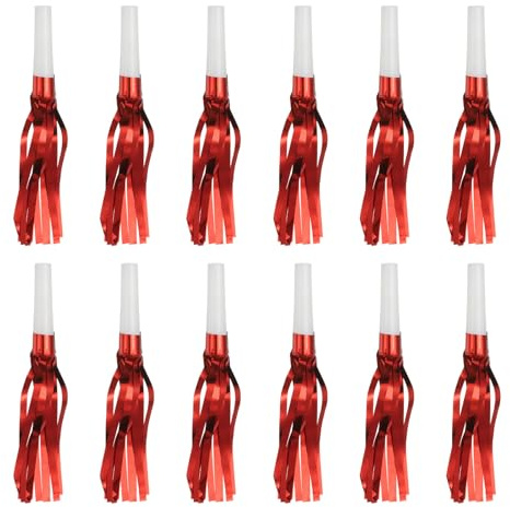 QUARKZMAN 48 Pcs Matracas Con Flecos, Sopladores De Fiesta Con Flecos Metálicos Para Eventos Deportivos Fiestas De Cumpleaños Ceremonias De Graduación, Rojo