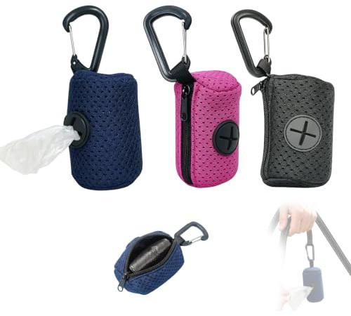 Portabolsas Perro Caca, 3 Unidades de Malla para Recolectar Excrementos de Perros, Dispensador de Bolsas para Excrementos, Ideal para Paseos y Uso Diario con tu Mascota