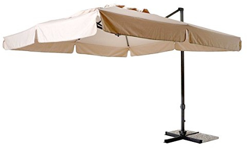 Gardenia - Ombrellone Decentrato Da Giardino, In Alluminio, Richiudibile, Da Esterno, Arredo Piscina, Gazebo, Terrazze, Bar, Hotel, Balconi, Palo Marrone/ Telo Ecrù, 3 x 3 m