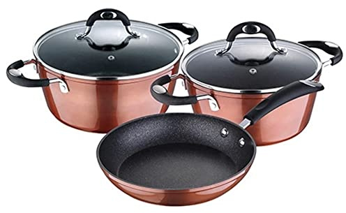 BERGNER Q2917 Set mit 5 Kochgeschirr aus geschmiedetem Aluminium, Induktion, braun