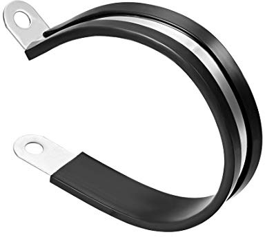 UXCELL 2-1/2 (63mm) Stainless Steel Rubber Cushioned Insulated Clamp - R Shape Metal Clamp - 5 Pcs