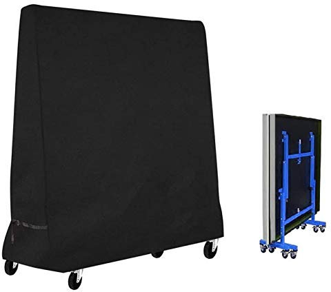 ISAKEN Abdeckung für Tischtennisplatte Outdoor 165×70×185cm, 600D Oxford Tischtennisplatte Schutzhülle, Wasserdicht, Winddicht, UV-Beständiges, Ping Pong Tisch Abdeckung Tischtennisabdeckung, Schwarz