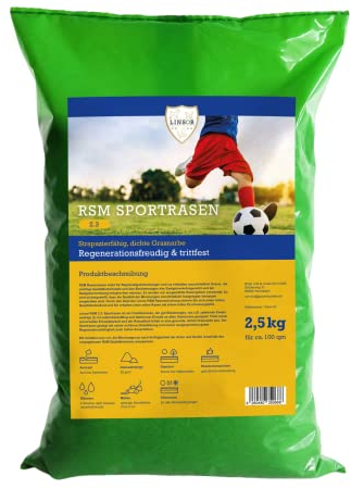 Linsor RSM 2.3 - Gazon de sport, de jeu, antidérapant, robuste, gazon dense, tous les sites, mélange de semences, 2,5 kg pour 100 m²