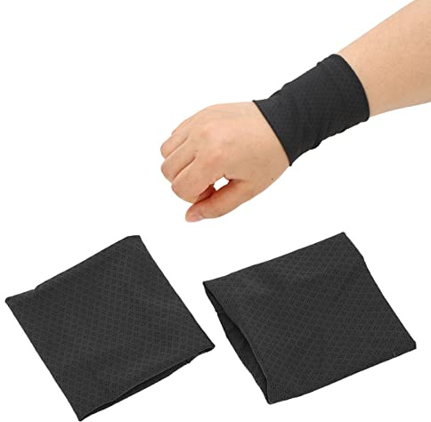 2 ST Kylarmband, Elastiska Armband För Träning Andningsbara Svettabsorberande Armband, Ice Silk Cooler-band, Utomhussportpresenter För Dagliga Resor, Camping, Etc.(Svart)