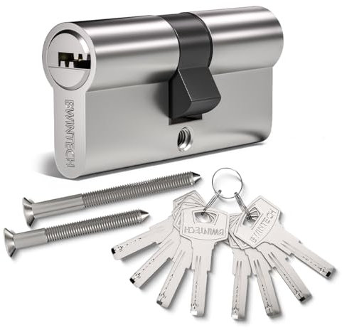 Bwintech 70mm(35/35) Nickel-Zink-Legierung Euro-Zylinder-Schloss, Tür-Trommel-Schloss, Schlüssel Schlüssel mit 8 horizontalen Grübchen Schlüssel