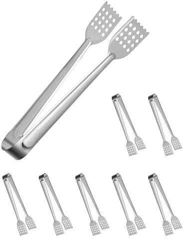 8 Stück Servierzange Candybar Zangen Küchenzange, 17.5cm Eiswürfelzange Süßigkeiten Zange Zuckerzange für Candy Bar Buffet Dessert und Snacks, Edelstahl Eiszange Salatzange für Hochzeit Party