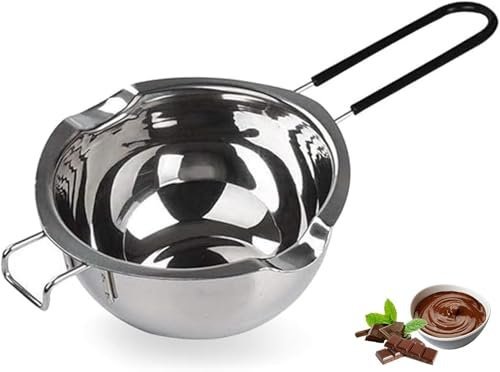 GJFWQC 1PC Stainless Steel Melting Chocolate Pot with Heat Resistant Handle，Double Boiler Pot for Melting Chocolate, Butter,Candle and Soap Making Utensil for Kitchen