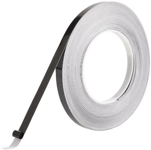 GORGECRAFT Ruban Adhésif en Polyester Brillant Noir Imperméable de 50 m X 8mm pour Décoration Murale Moulure Miroir Bordure Carrelage pour Travaux Manuels Décoration Murale Arts Graphiques