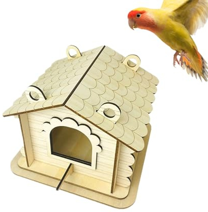 Casas de Madera para Aves, Caja de Madera Natural para Aves, Refugio Aves para Patio Parque Jardín Hábitat Cría