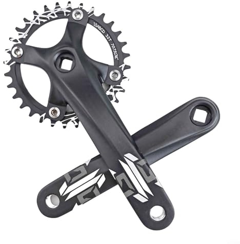 Jotekonoby Square Taper Crankset Chainring, Square Taper MTB Crankset, 104BCD 32T 34T 36T 38T Narrow Wide Tooth, For Mountain Road Bike 32T-38T(Crank+32T)