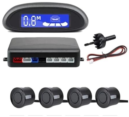 Macchina Sensori Di Parcheggio Sensore Parcheggio Radar Retromarcia Posteriore Per Auto Monitor Retromarcia Parktronic Display Retroilluminato 4 Rilevatori(Nero)