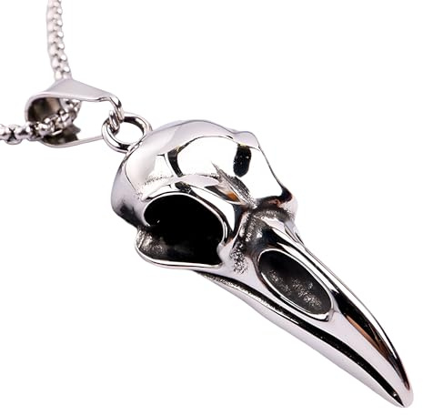 Collar de Cuervo de Plata de Ley 925 para Hombres y Mujeres, Cuervo Punk Rock - Colgante de Cabeza de pájaro, joyería con dijes de Animales Halloween Navidad cumpleaños