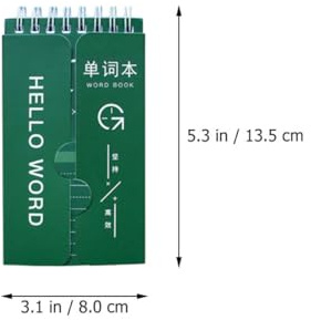 Amosfun English Word Notebook 3Pcs Vocabulary Writing Notepad with Portable Cover Dark Green for Students